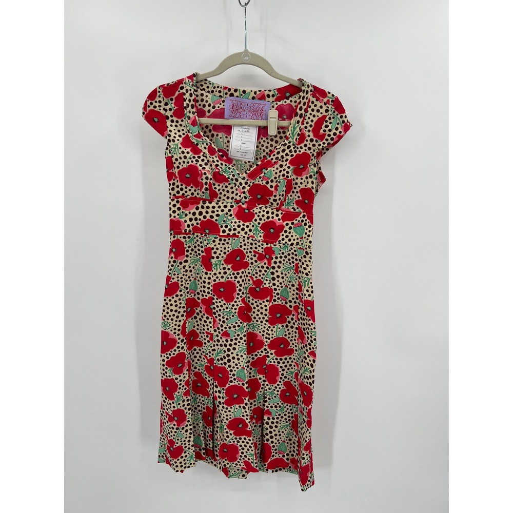 TULEH by Bryan Bradley | 100% Silk Poppy Print Dress | Size 6 | Y2K Designer Gem